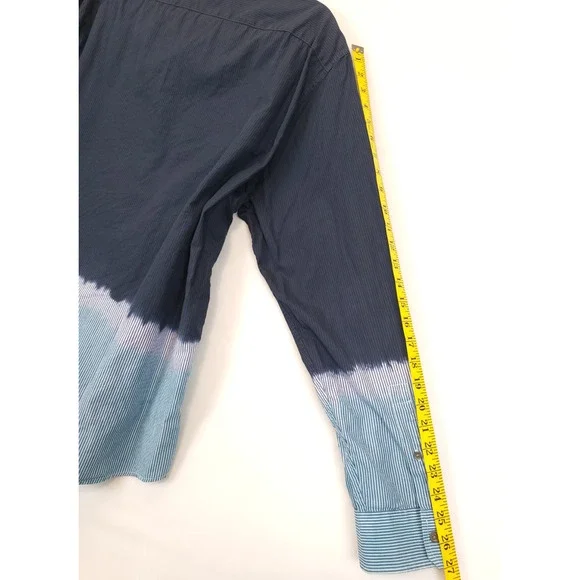 Michael Kors Button Down Shirt Stripe Ombre Men XXL Blue Long Sleeve Casual - Picture 7 of 11